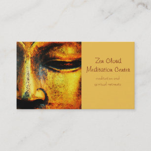 Golden Bronze Statue of the Buddhas Face Business Card