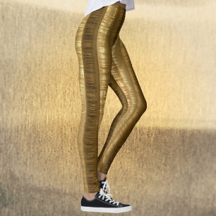 Golden Bronze Striped Chic Glam Leggings