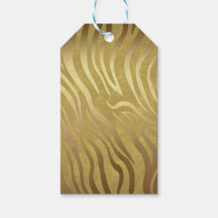 Golden Bronze Zebra Print Jungle Safari Glam Gift Tags
