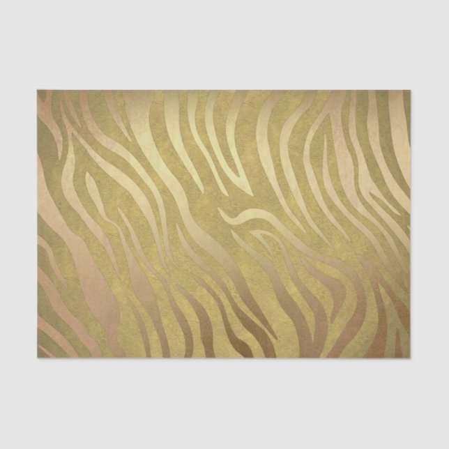 Golden Bronze Zebra Print Jungle Safari Glam Tissue Paper (Front)