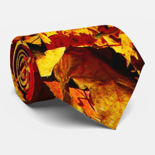 Golden Brown Autumn Leaves Tie