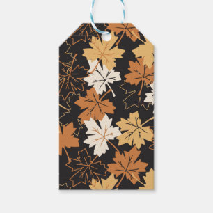 Golden Brown Autumn Pattern Black Ver Gift Tags