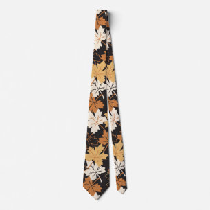  Golden Brown Autumn Pattern Black Ver Tie