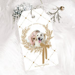 Golden Brown Christmas Wreath Photo Gift Tags<br><div class="desc">Holiday photo gift tag with a simple Christmas wreath. For more advanced customisation of this design,  please click the DESIGN TOOL BUTTON above!</div>