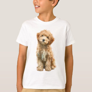 Golden Brown Curly Maltipoo Puppy Kids T-Shirt