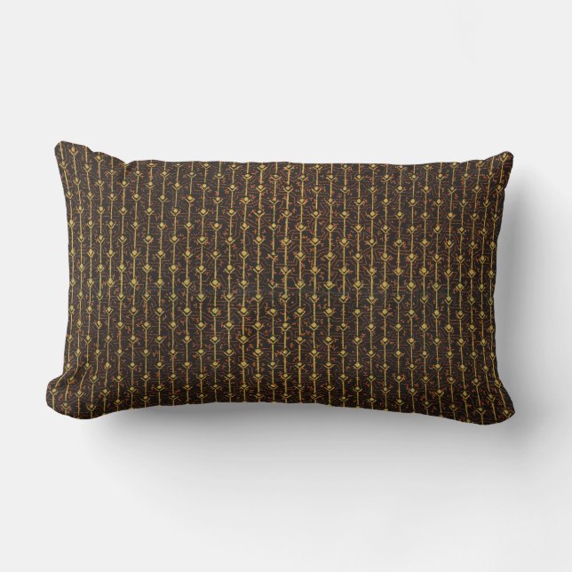 Golden Brown Decorative Pattern  Lumbar Cushion (Front)
