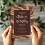 Golden Brown Faux Agate Bold 21st Birthday Invitation<br><div class="desc">Create your own faux brown and gold agate strata grainy stone birthday celebration 5x7 invitation for her.. 
Customise the pattern graphic colours,  or the rectangular overlays colours.
Customise the font styles,  colour and size as needed.</div>