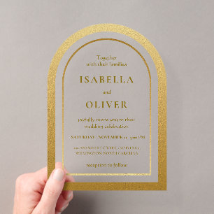 Golden brown gradient elegant wedding acrylic invitations