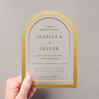 Golden brown gradient elegant wedding acrylic invitations
