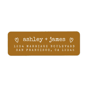 Golden Brown Heart Couple Return Address