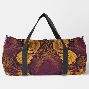 Golden Brown Lace AI art Duffle Bag