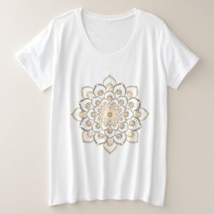 Golden-Brown Mandala T-Shirt Plus Size T-Shirt