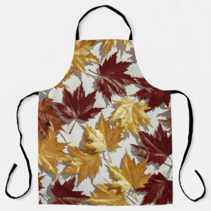 Golden Brown Maple Leaf Pattern Apron