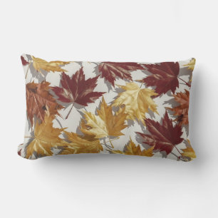 Golden Brown Maple Leaf Pattern Lumbar Cushion