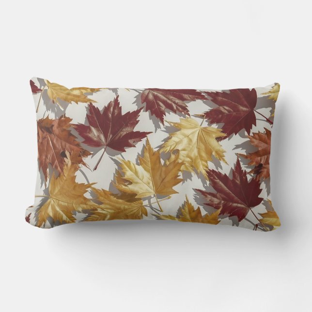 Golden Brown Maple Leaf Pattern  Lumbar Cushion (Front)