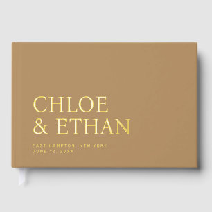 Golden Brown Modern Wedding Foil Guest Book
