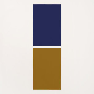 Golden Brown Navy Blue White Banded Colour Block Yoga Mat
