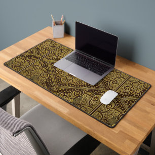 Golden Brown Ornamental Desk Mat w/out Monogram