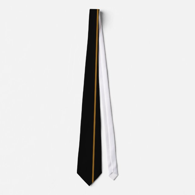 Golden Brown Thin Vertical Line on Black Tie (Front)