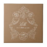 Golden Brown Victorian Monogram Logo Ceramic Tile<br><div class="desc">This design is part of a rococo wedding invitation suite designed with botanical baroque ornament illustrations. In this collection you'll find romantic crest monograms,  botanical wreaths and victorian inspired calligraphic fonts. 
I hope this antique classic design serves you to celebrate an elegant and sophisticated wedding.</div>