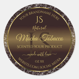 Golden Brown with Glitter Initials Product Labels