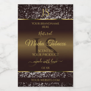 Golden Brown with Glitter Initials Product Labels
