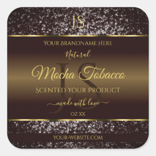Golden Brown with Glitter Initials Product Labels
