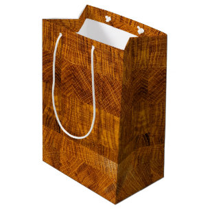 Golden Brown Wood-Cut Mosaic Medium Gift Bag