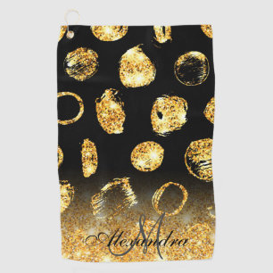 Golden Brush Dots Golf Towel