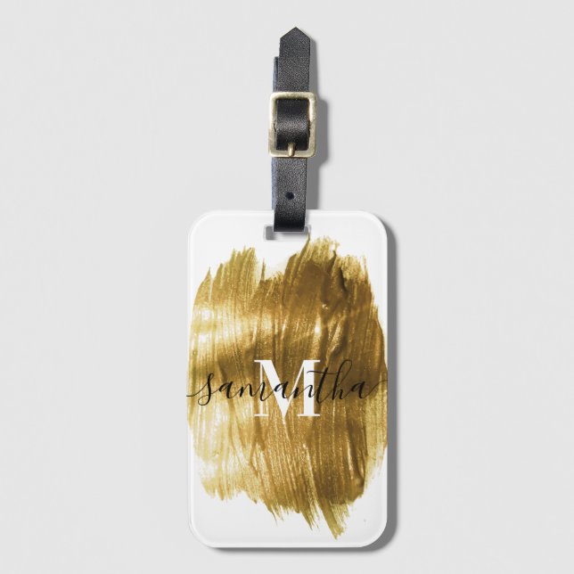 Golden Brush Luggage Tag (Front Vertical)