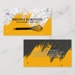Golden Brushed White Marble Whisk Business Card