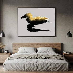Golden Brushstroke Abstract Art Canvas Print