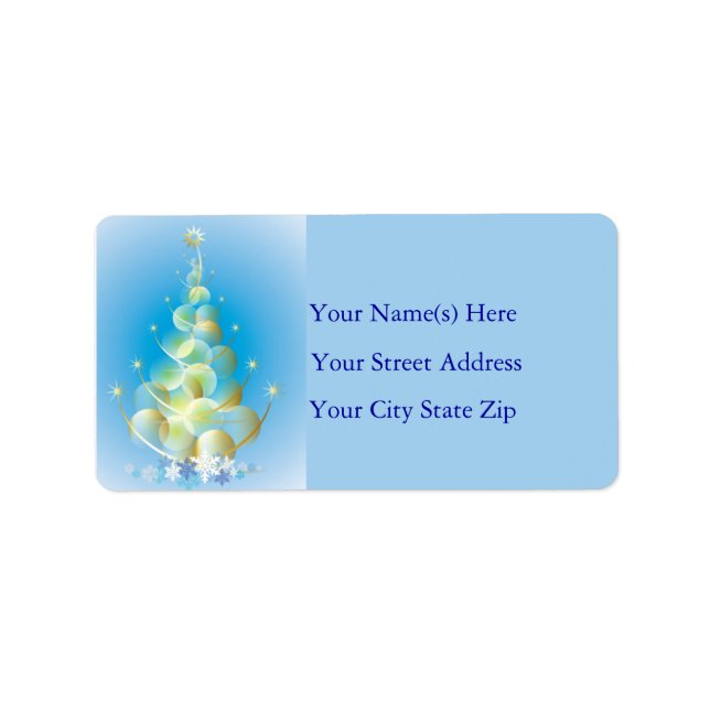 Golden Bubble Christmas Tree Address Label (Front)