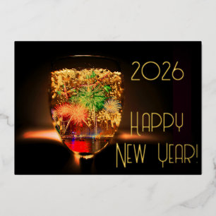 Golden bubbles and  fireworks - happy new year