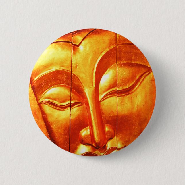 Golden Buddha 6 Cm Round Badge (Front)