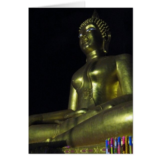 Golden Buddha at Night Card (Front)