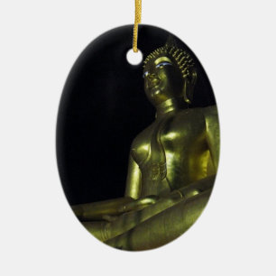 Golden Buddha at Night Ceramic Tree Decoration