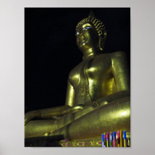 Golden Buddha at Night Poster
