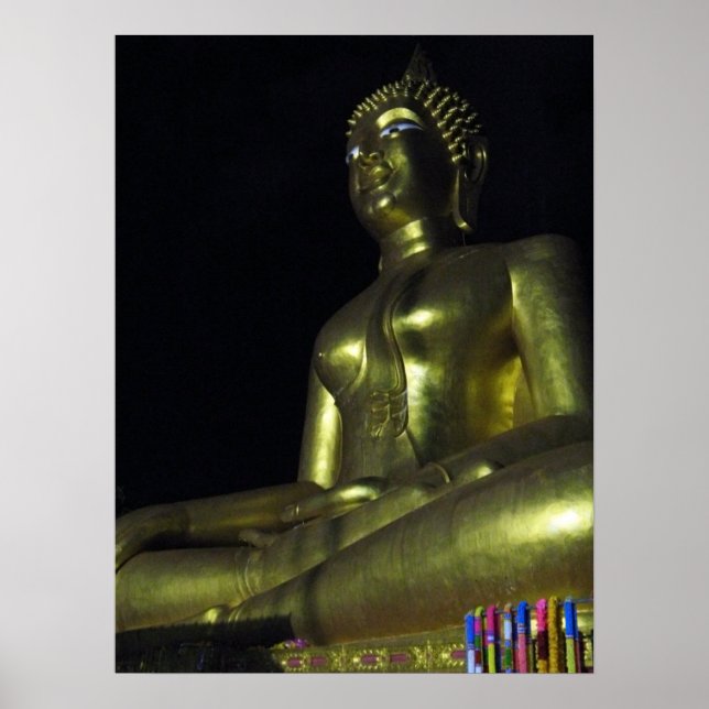 Golden Buddha at Night Poster (Front)