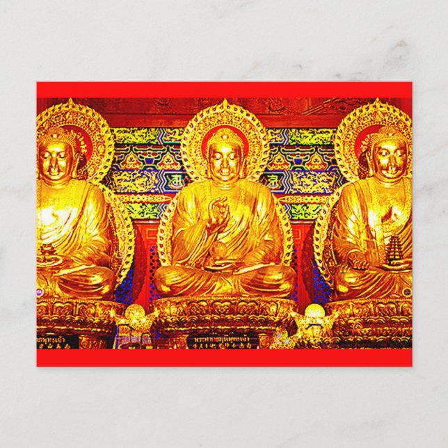 GOLDEN BUDDHA BLESSINGS ART PRINT POSTCARD (Front)