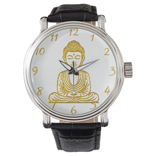 Golden Buddha in Peaceful Pose Watch (Front)