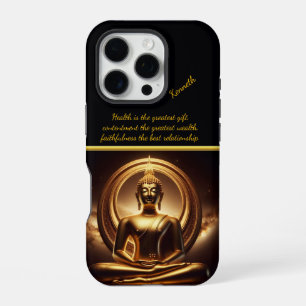 Golden Buddha in serene meditation iPhone 16 Pro Case