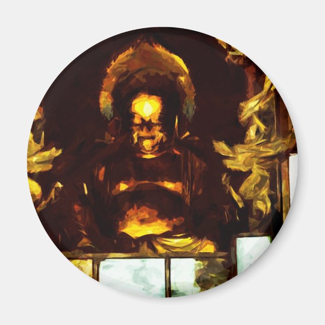 Golden Buddha Kyoto Japan Abstract Impressionism Magnet (Front)