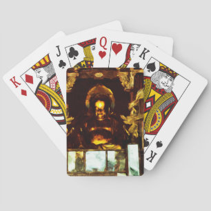 Golden Buddha Kyoto Japan Abstract Impressionism Playing Cards