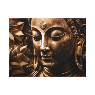 Golden Buddha Lotus Flower Stretched Canvas Print