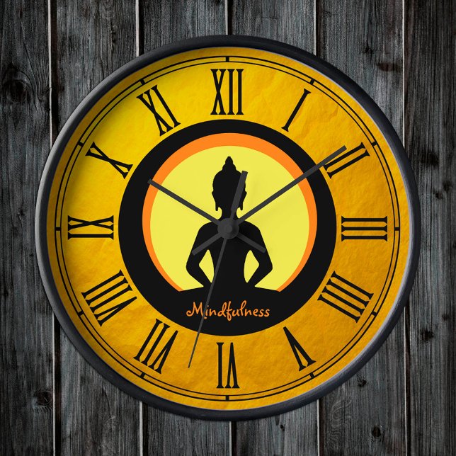 Golden Buddha & Mindfulness, Meditation / Buddhism Round Clock (Creator Uploaded)