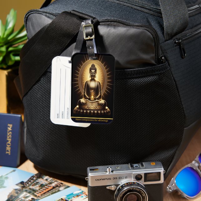 Golden Buddha radiating tranquillity. Generative A Luggage Tag (Front & Back)