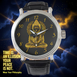 Golden Buddha Sculpture in Serene Meditation Pose Watch