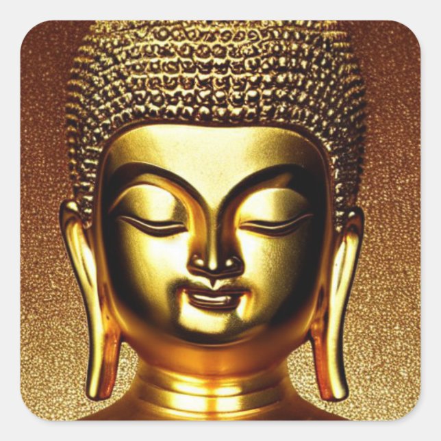 Golden Buddha Square Sticker (Front)