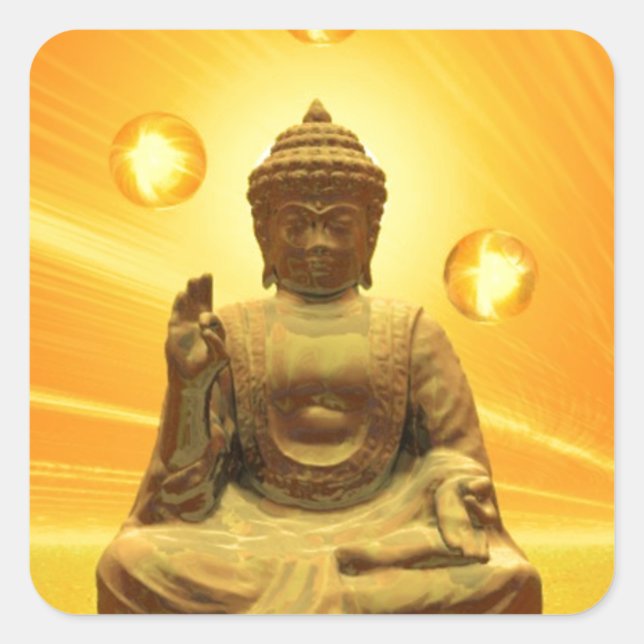 Golden Buddha Square Sticker (Front)